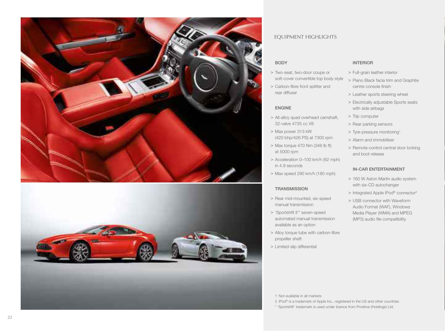 2012 Aston Martin Model Range Brochure Page 1